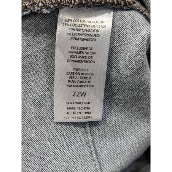 Democracy Jeans Womens 22W Ab Solution Cropped Raw Hem Frayed Stretch Blue - Picture 4 of 16